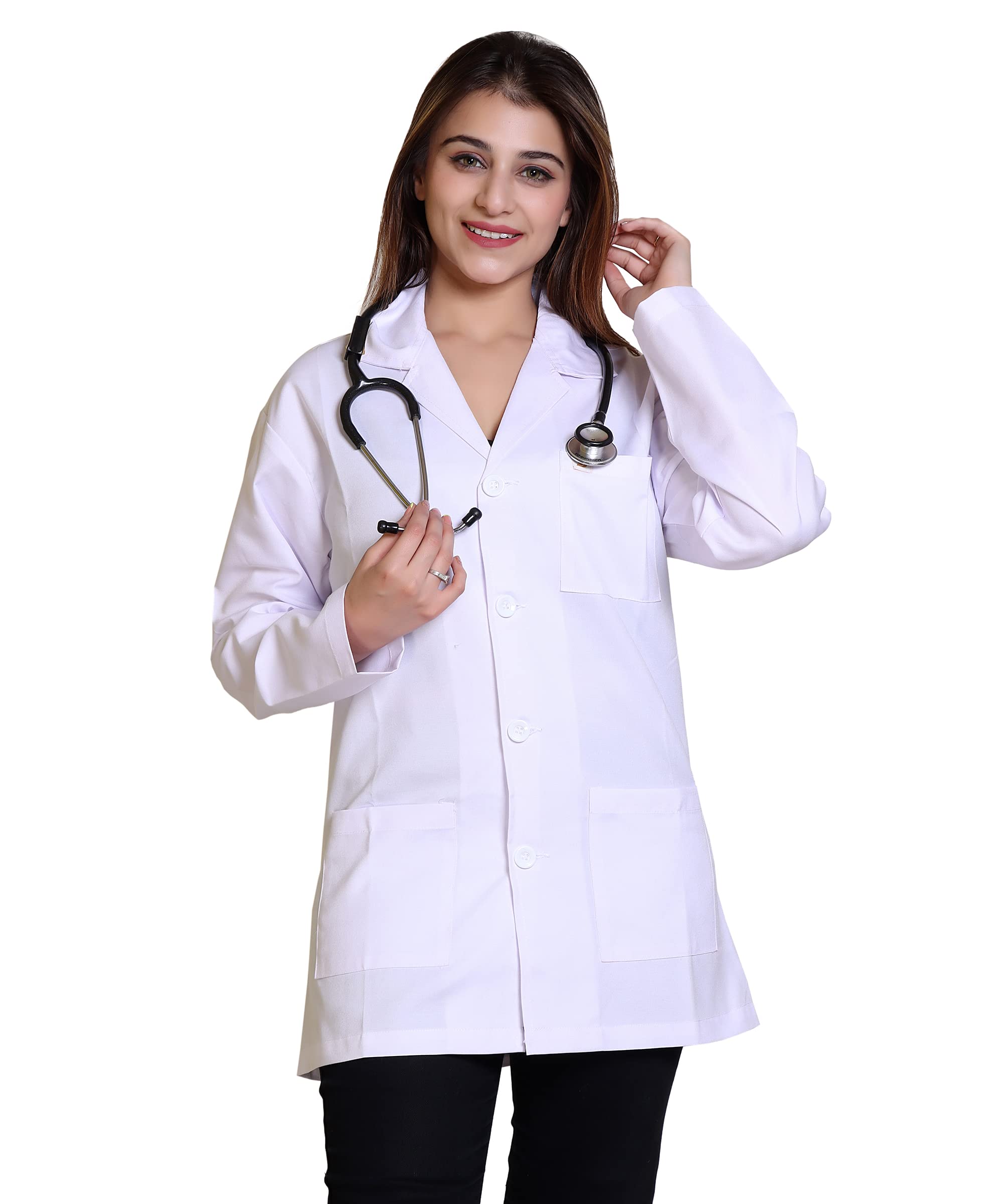 Lab Coat with 3 Pockets - Ideal for Medical and Scientific Professionals Lightweight and Breathable Full Sleeve Lab Coat - Day Comfort-image-46