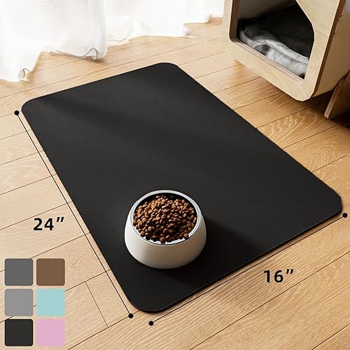 Miniatura 7 de JUCFHY Tapete de alimentación para mascotas, tapete absorbente de comida para gatos y perros, sin manchas, fácil de limpiar, para alimentos y agua,