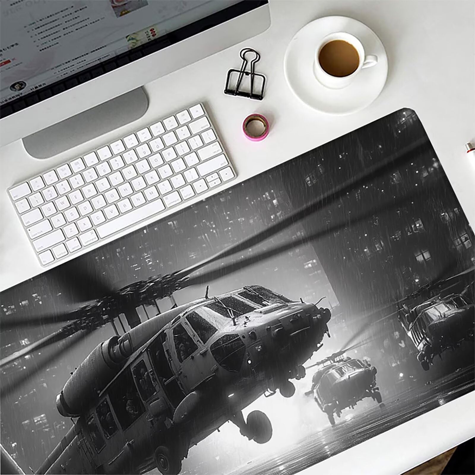 Tappetino Mouse Aereo, Tappetino Mouse XXL 1500x800x3mm, Mousepad Gaming Accessori Scrivania, Sottomano Scrivania con Base in Gomma Antiscivolo, Ufficio Accessori, per Ufficio, Gaming, Nero 8-6342
