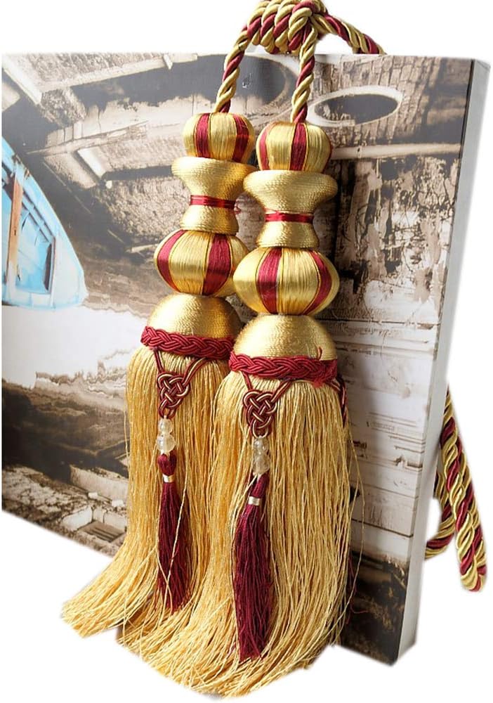 One Pair Double Ball Hanging Curtain Tiebacks Rope Tassels Curtain Tiebacks for Livingroom & Bedroom (Purple)