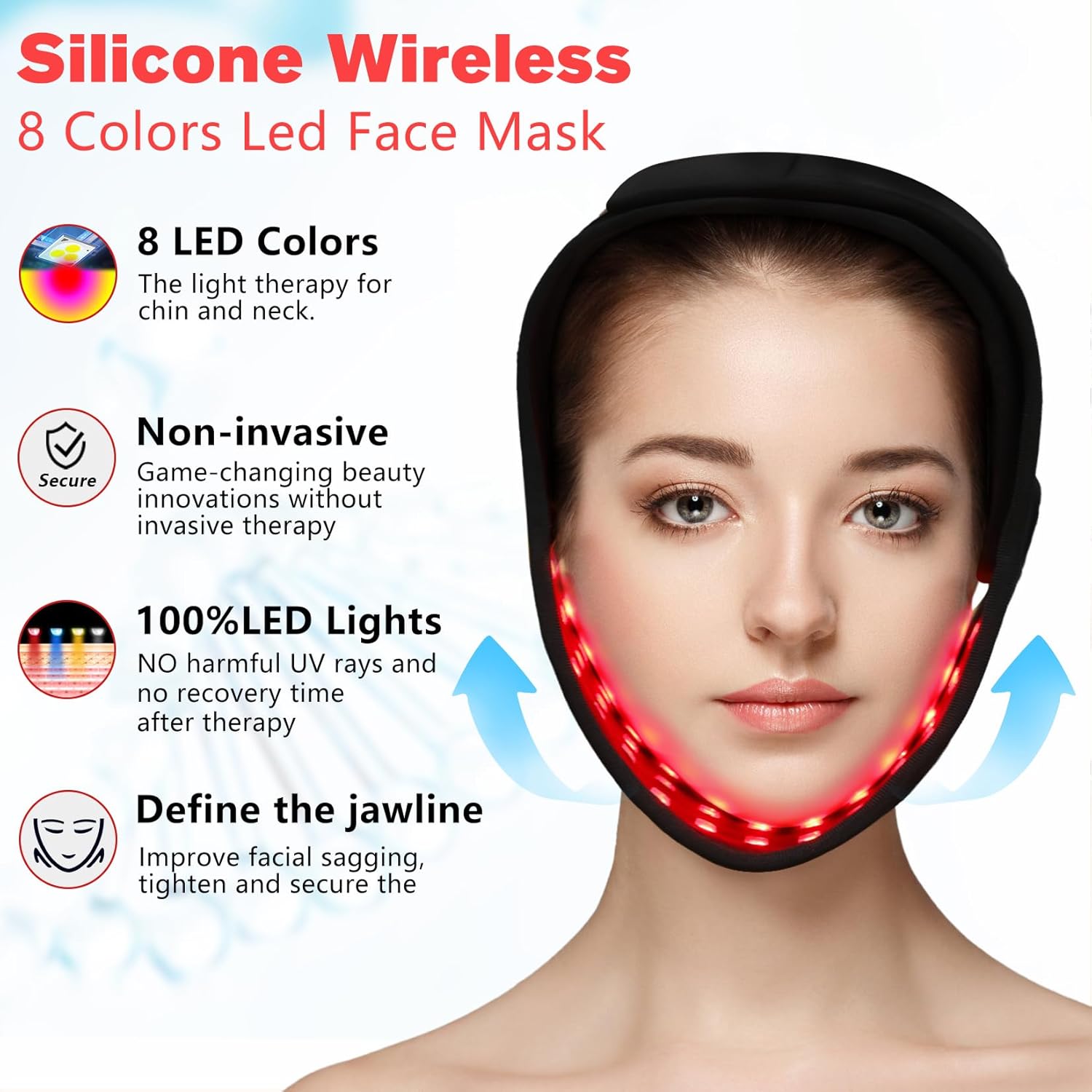 Eicolorte Red Light Therapy Device for Chin, 8 Color LED Red Light Therapy for Neck Near Infrared Light Therapy 660nm 880nm Led Wrap - Image 5