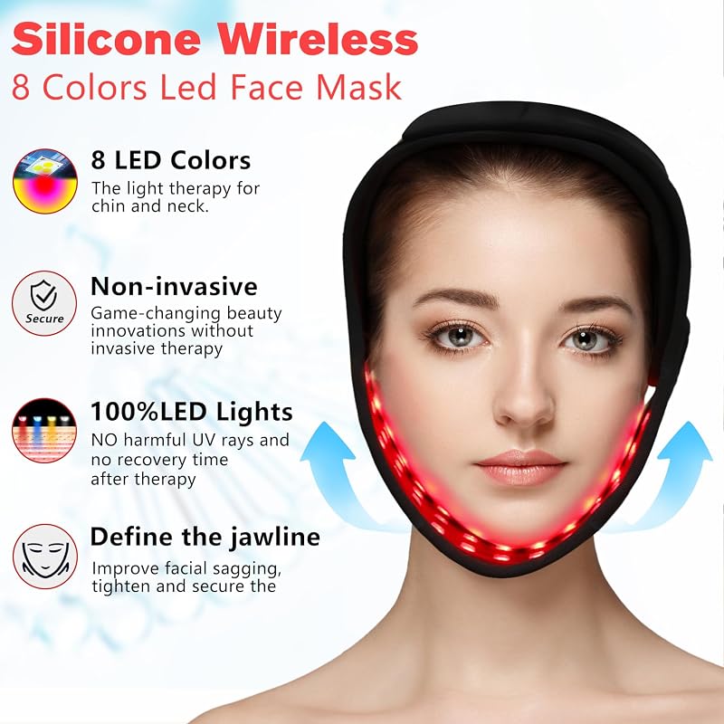 Eicolorte Red Light Therapy Device for Chin, 8 Color LED Red Light Therapy for Neck Near Infrared Light Therapy 660nm 880nm Led Wrap image 5