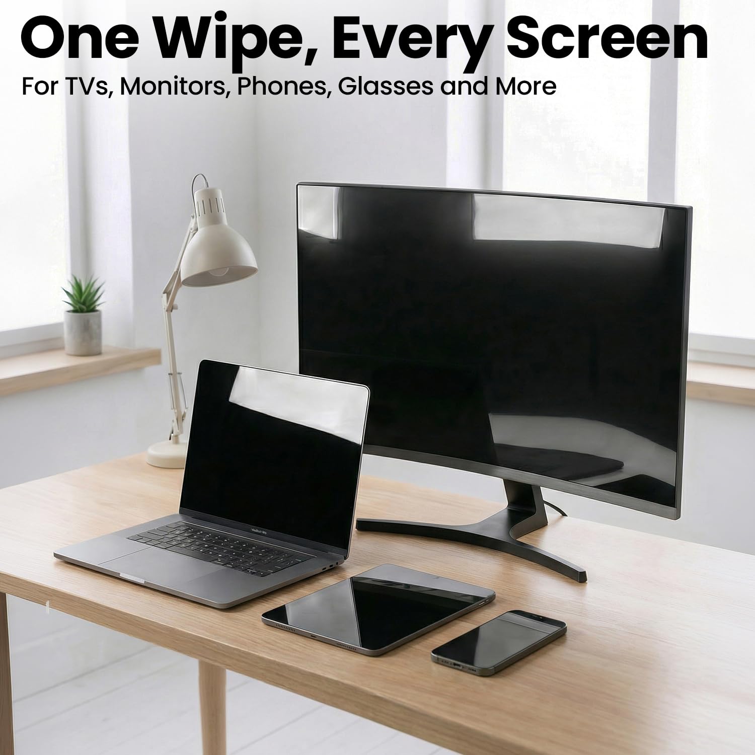 EVEO Toallitas electrónicas de limpieza de pantalla [2 unidades x 40] - Sin rayas para TV, computadora, teléfono y tableta - Paño de microfibra incluido [80 toallitas]