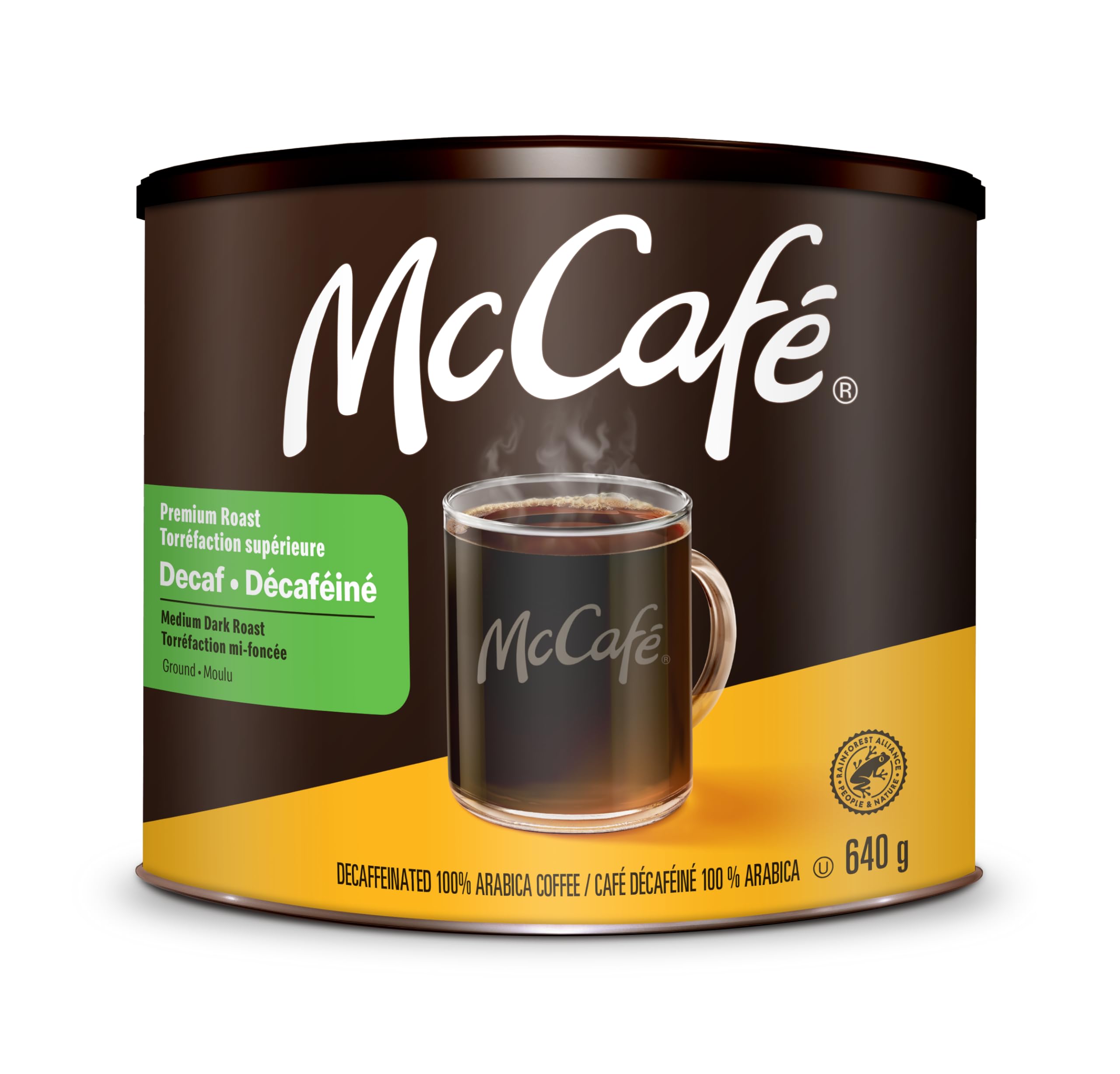 McCafe Premium Dark Roast Decaf Ground Coffee, 640g, Can Be Used