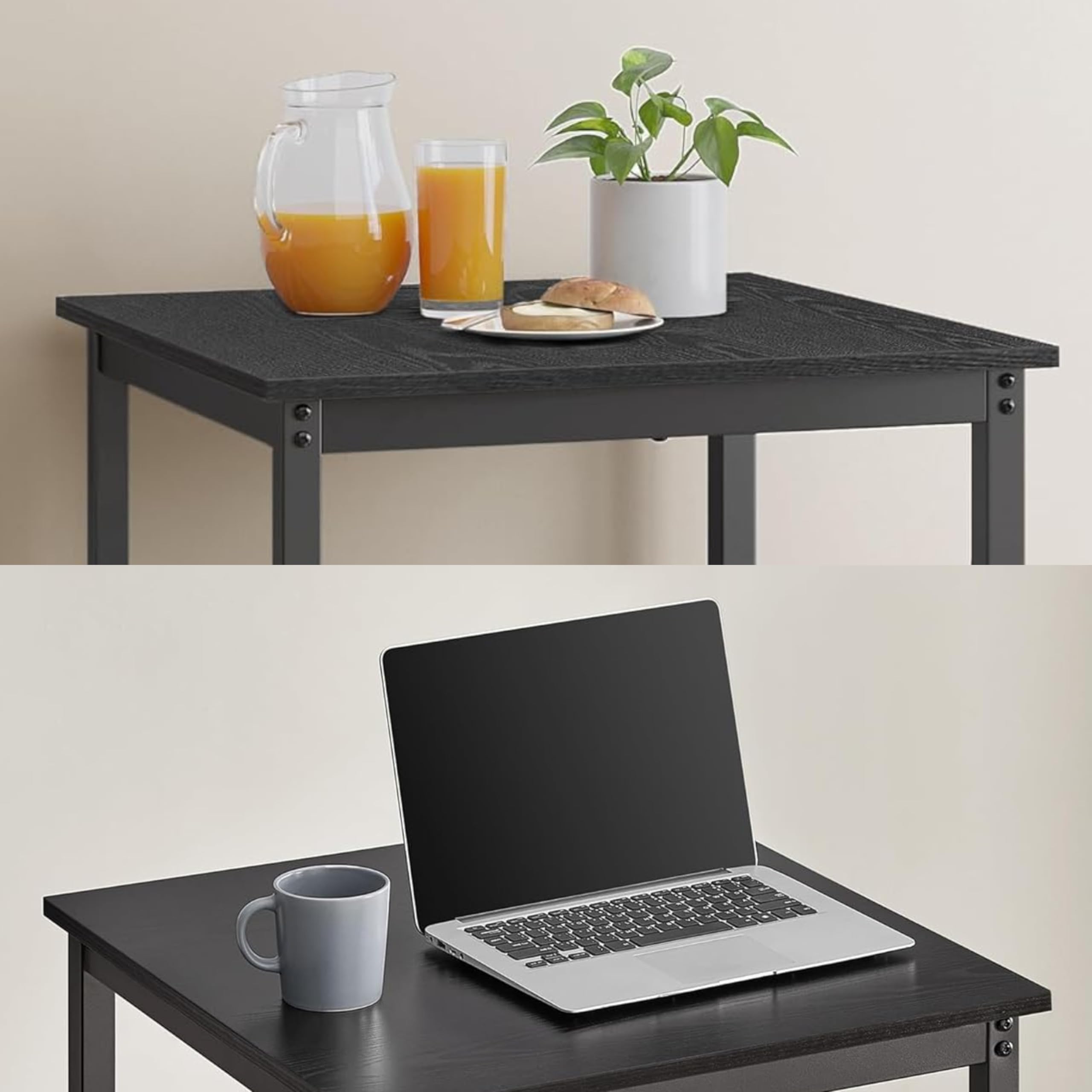 ACAZA - Bartisch - 60L x 60B x 92H cm - Küchentisch für Barhocker oder Stehtisch - Quadratisch - Holz und Metall - Schwarz