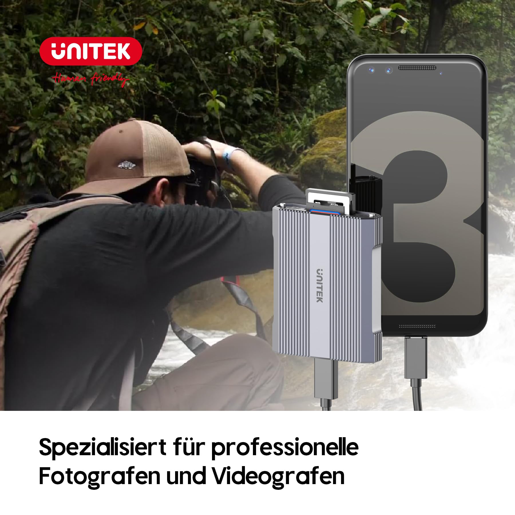 CFexpress Typ B Kartenleser, SD4.0 USB 3.2 Gen 2 10 Gbps, Tragbarer Adapter | Mit Zwei Steckplätzen für Speicherkarten, Unterstützung Android/Windows/Mac/Linux