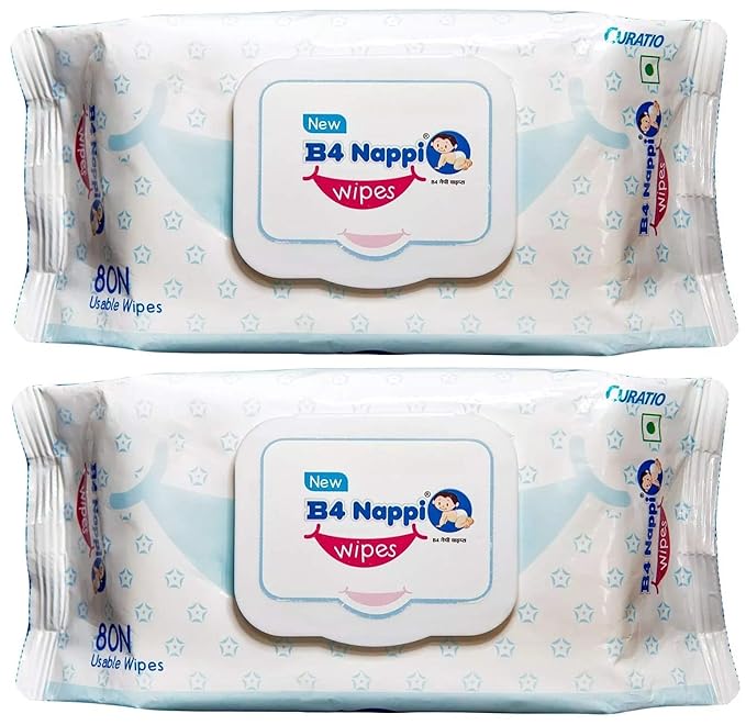 CURATIO B4 Nappi Wipes 80 Pieces (Pink, Pack of 2)