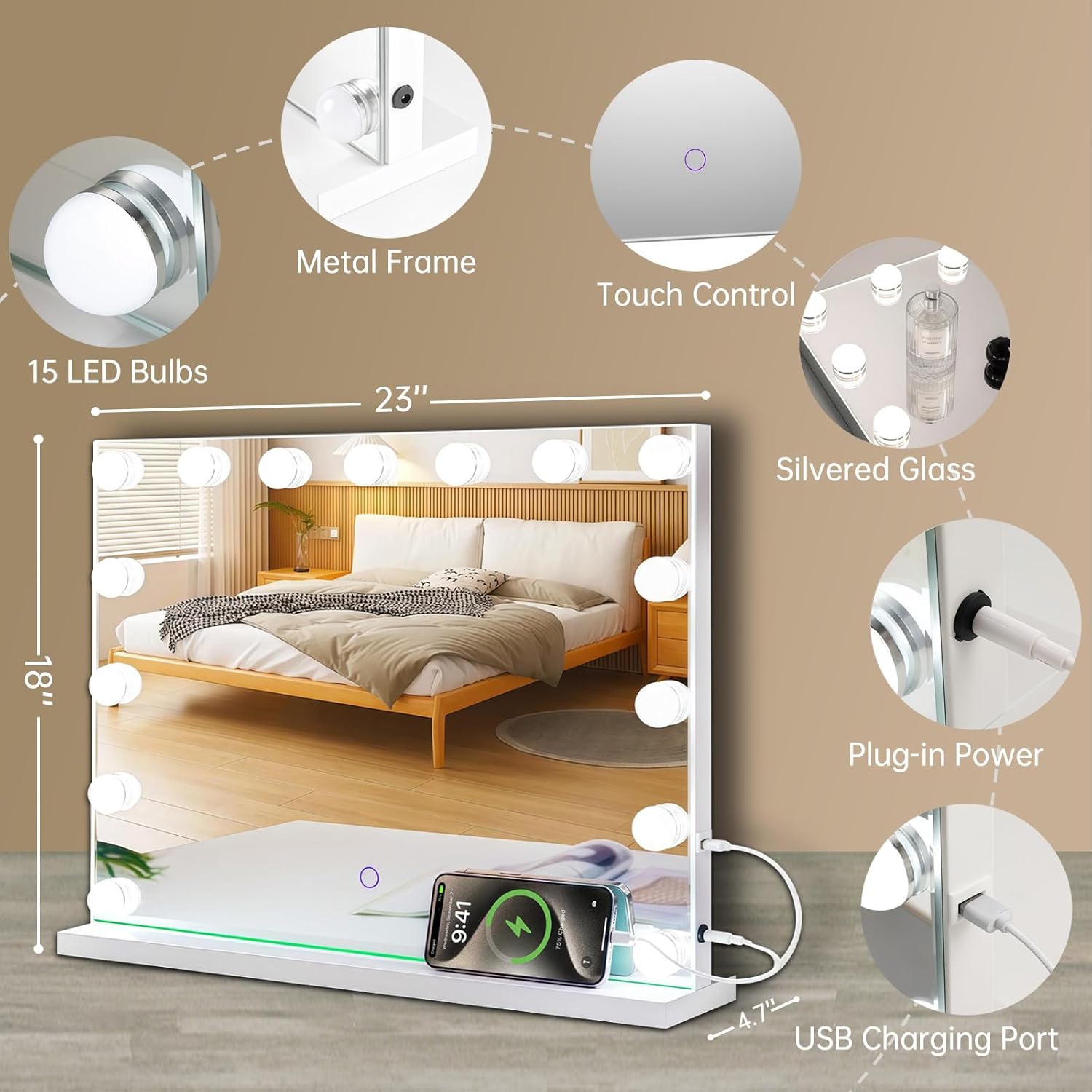 Hollywood Vanity Mirror with Lights - Image 6