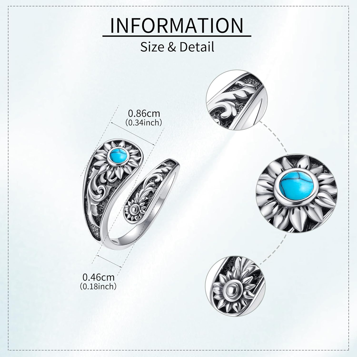 ONEFINITY Spoon Rings for Women 925 Sterling Silver Sun and Moon/Cardinal/Bee/Dragonfly/Mother Daughter/Horseshoe/Mushroom Adjustable Thumb Spoon Rings Boho Vintage Jewelry Gifts for Women