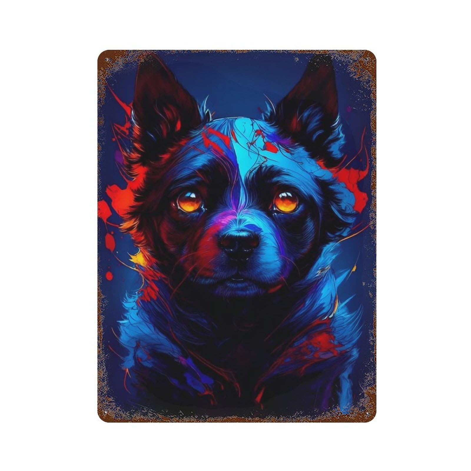 Puppy Abstract Distressed Metal Wall Sign 15.7"x11.8", Rustic Home Decor for Farmhouse, Kitchen And Entryway Decor
