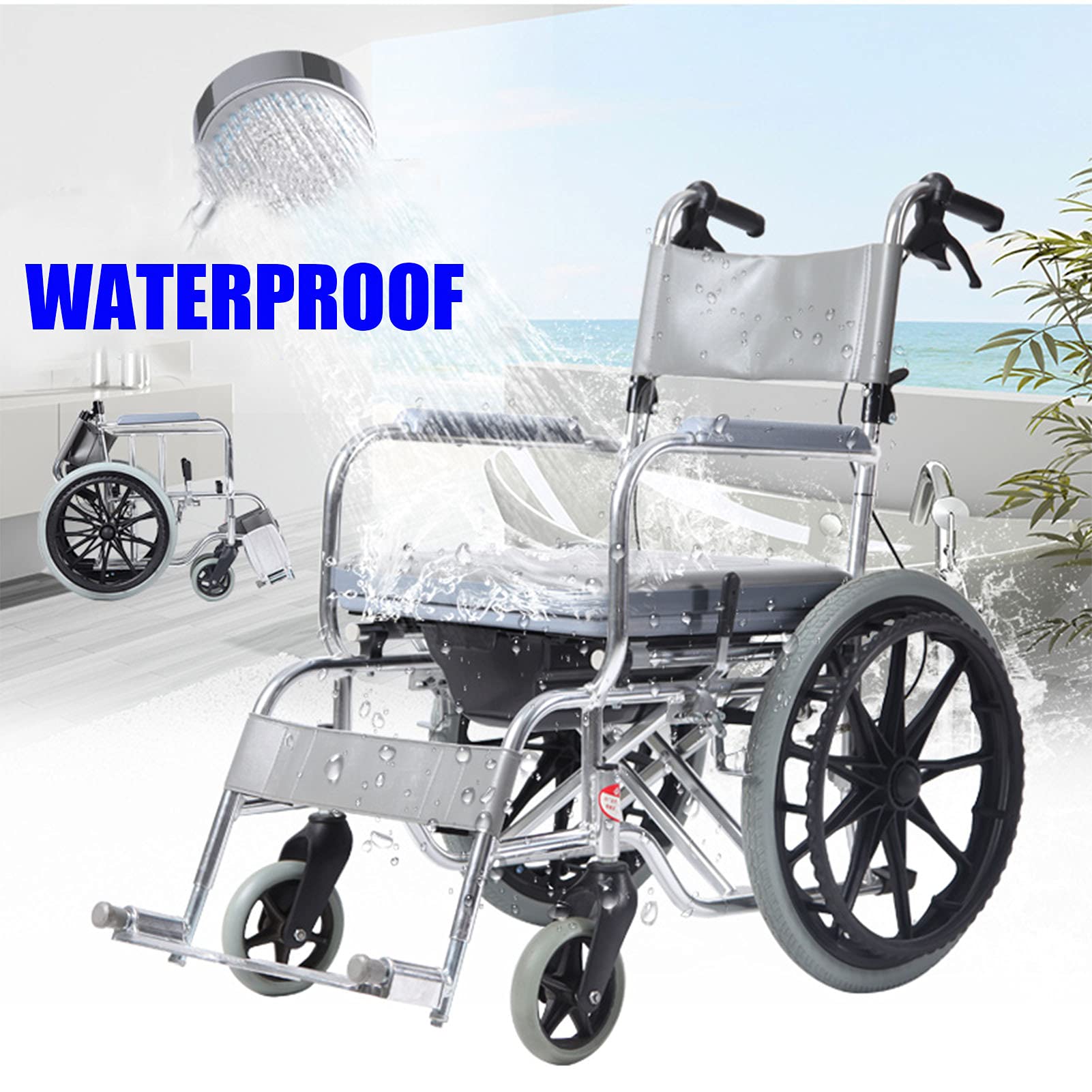 Carrozzine Leggere, carrozzine manuali per Adulti, Portatili, Pieghevoli, Facili da trasportare, per Anziani disabili, Antiscivolo, Resistenti all'Usura, ammortizzanti, a(Grey)