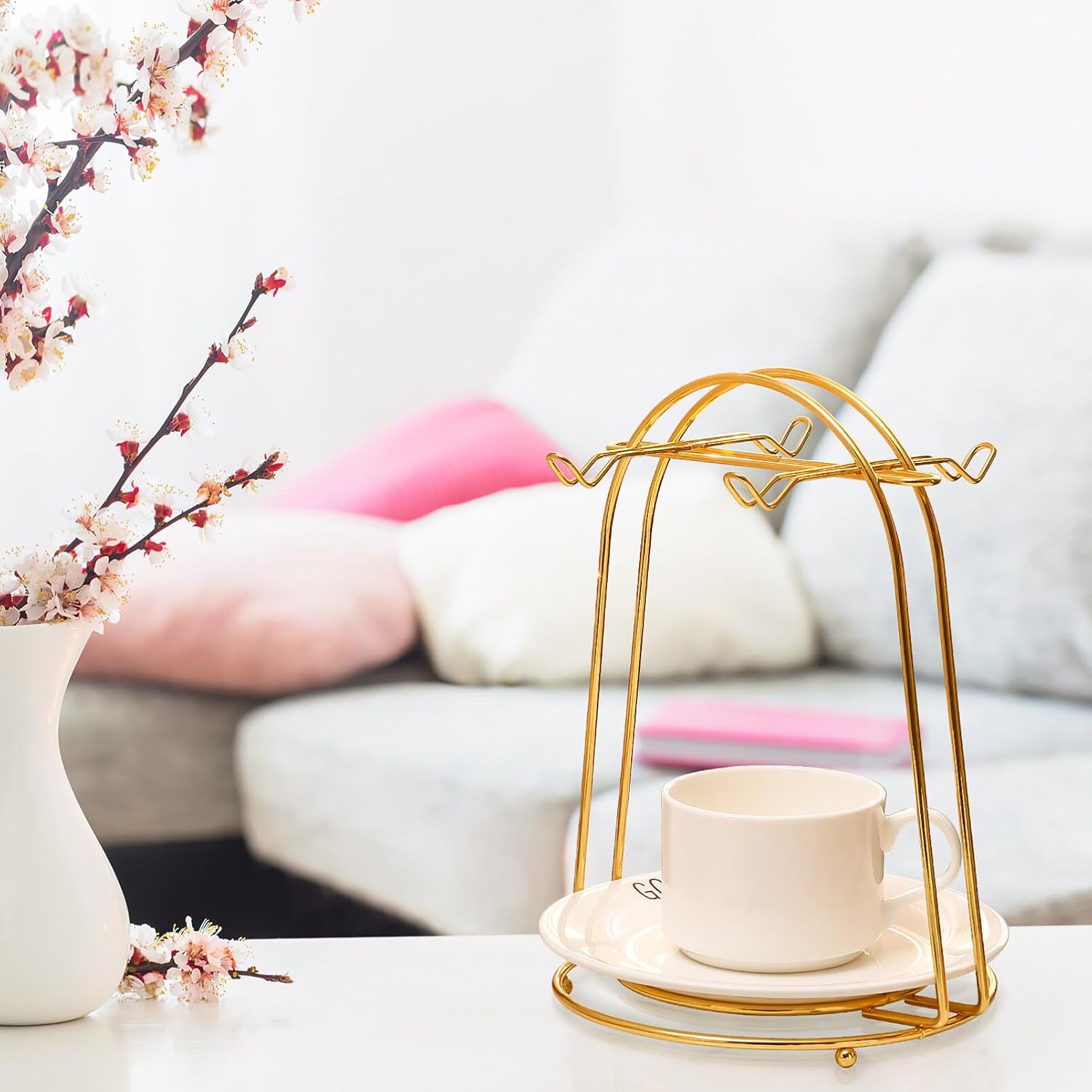 Toddmomy Cup Holder Mug Holders for Counter Saucer Display Stand for Cabinet Cup Display Stand Tea s Storage Holder Gold Coffee s Wire Rack Iron Metal