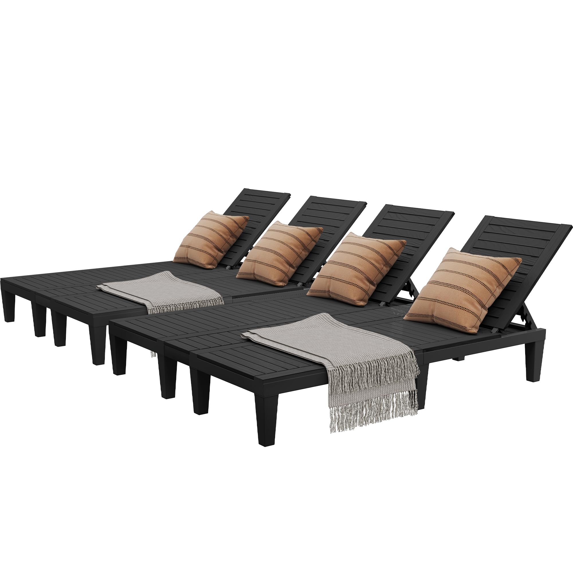 Resin Patio Lounger YITAHOME 2-in-1 Outdoor Pool Lounge Chairs Set - 5
