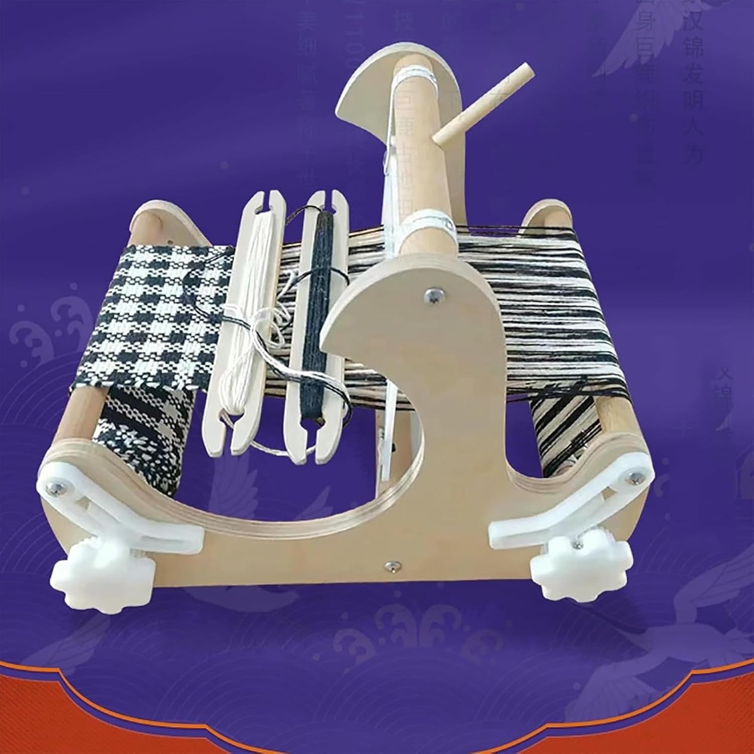LGEOELIAS Desktop Wooden Weaving Loom, DIY Weave Loom Set, Rigid Healds and Shuttles, for Beginners, Craft Artist, Adults