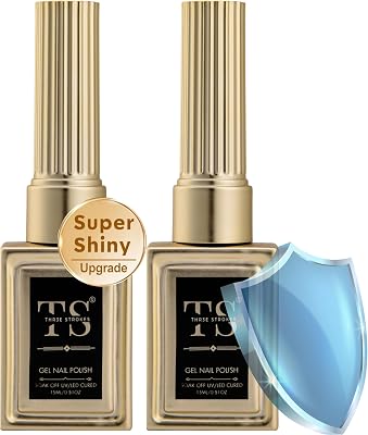 STROKES No-Wipe Top Coat and Base Coat Gel Set HEMA-FREE - Shine Finish Long Lasting, Soak-Off UV/LED Nail Lamp Cured Gel Base Top & Base Coat 15ml/each (Combo Pack) Nail Art Design Manicure Gifts for Women (GOLDEN SERIES)