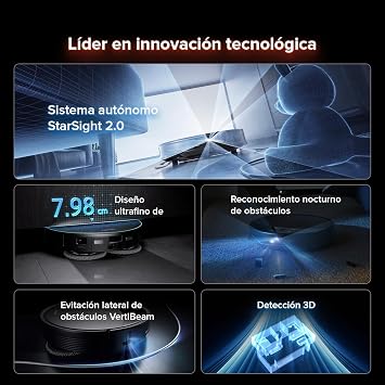 roborock Saros 10R Robot Aspirador 22000Pa Succión con mopa, Cuerpo Ultrafino de 7,98 cm, Obstáculo Extremo de 4 cm, Sin enredos, FlexiArm Riser, Vaciado Automático, Secado con Aire Caliente, Negro2