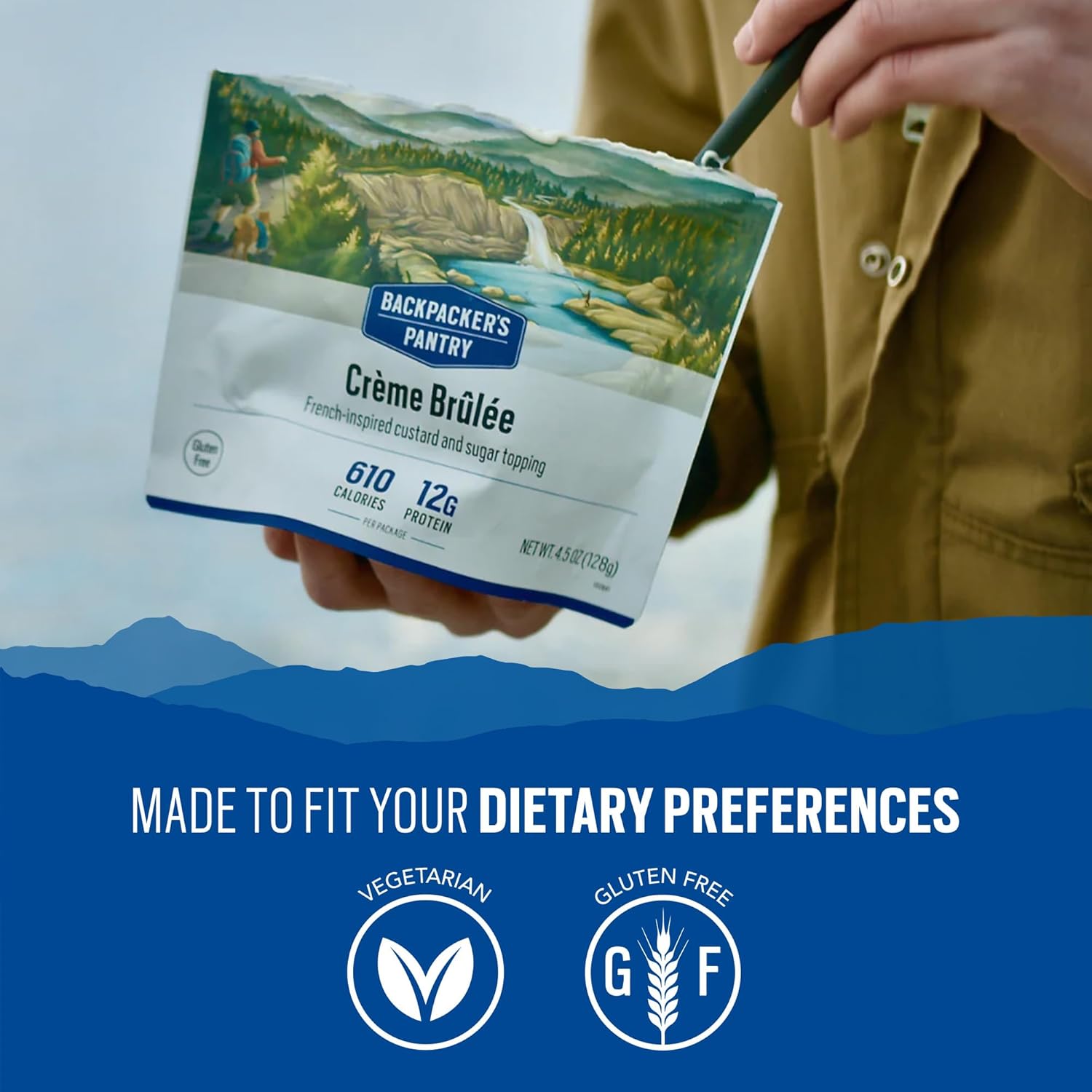 Backpacker's Pantry Creme Brulee - Freeze Dried Backpacking & Camping Food - Emergency Food - 12 Grams of Protein, Vegetarian, Gluten-Free - 6 Count