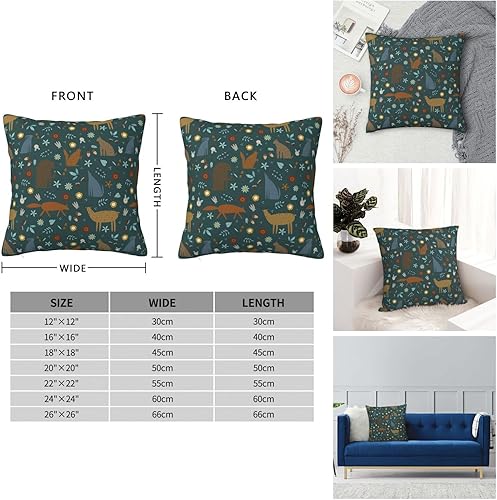 Miniatura 5 de Lindas fundas de almohada florales de animales salvajes de 26 x 26 pulgadas, fundas de cojín decorativas para sofá, fundas de almohada para cojines