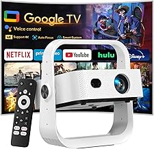 Projector Built-in Google TV/APPs 4K AI Auto Focus, Voice Control | 3000 Bright, Google TV and 10,000+ apps. WiFi 6 & Bluetooth 5.0, Portable Proyector for Bedroom/Ceiling/Camping/PS5/Switch