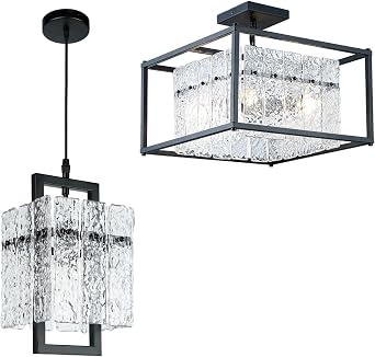 Black Crystal Pendant Light and Modern Foyer Chandelier for Dining Room Kitchen Island