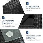 COSTWAY 7 Pieces Patio Furniture Set, Outdoor Rattan Conversation Set with 6 Seats, Coffee Tea Table, Soft Cushions, Wicker Patio Sectional Sofa for Garden Balcony Porch Poolside (Black)