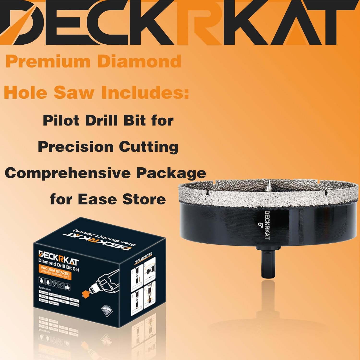 パイロットドリルビット付き5インチダイヤモンドホールソービット -5インチダイヤモンドチップタイルホールソーガイドビット付き正確な穴
