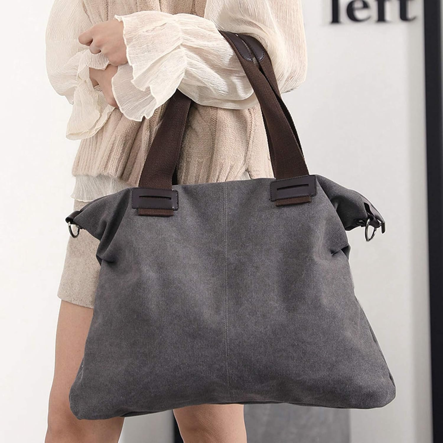 Sunshinejing Women's Canvas Tote Bag Shoulder Crossbody Purses Work Travel Handbag Hobo Bag - Image 3