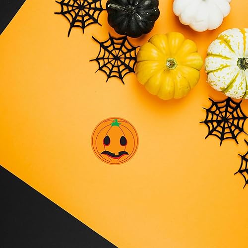 Miniatura 7 de Calcomanías de calabaza para niños y adolescentes, 500 unidades de 1 pulgada, 8 patrones, calcomanías de calabaza de Halloween, rollo para sellos,