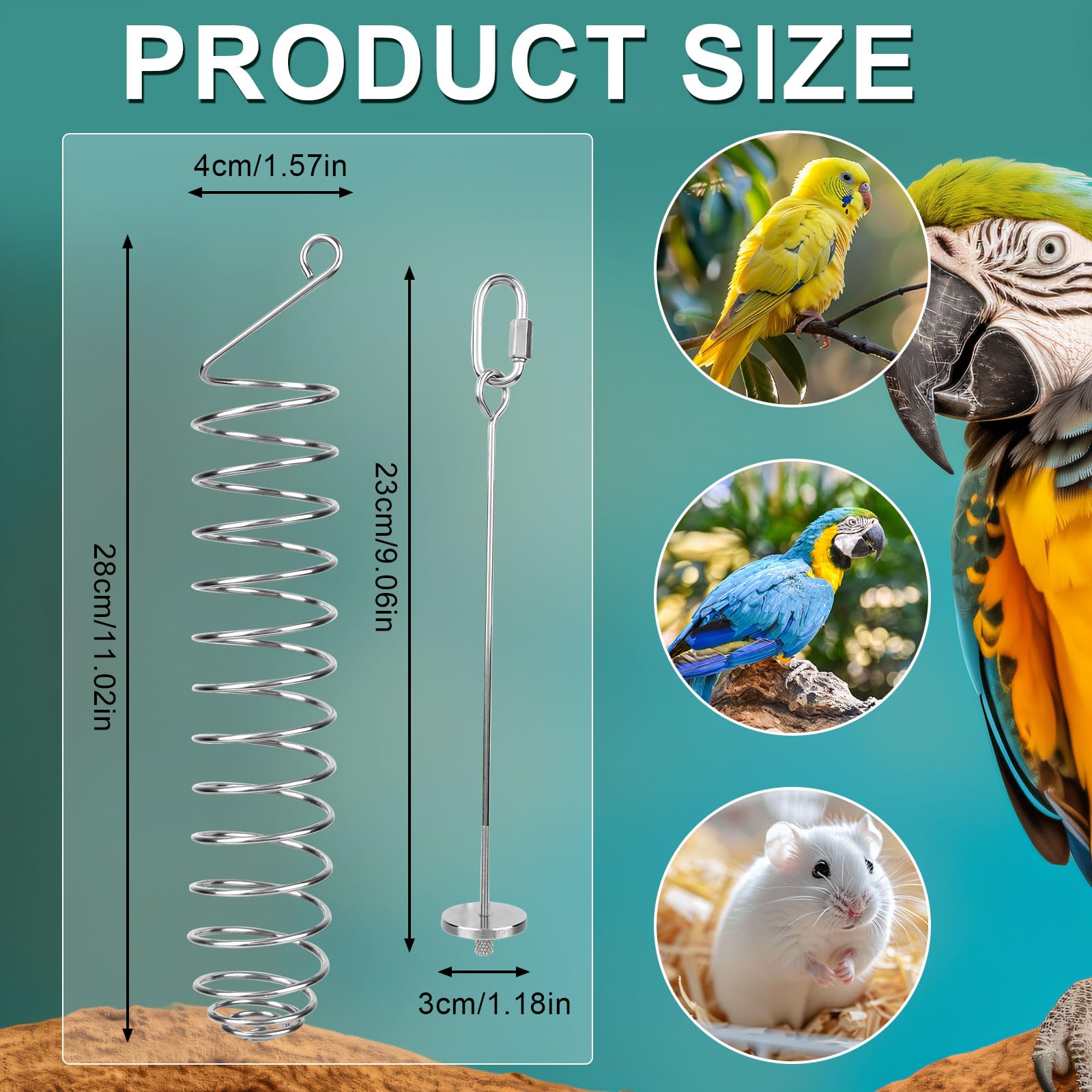 2pcs Rat Enrichment Toys, Premium Stainless Steel Bird Treat Skewer Food Holder Hanging Slow Feeder for Fruits Vegetables Ideal Cage Accessories Mouse & Bird Rodent Foraging Puzzle Toy(Silver) - image 2
