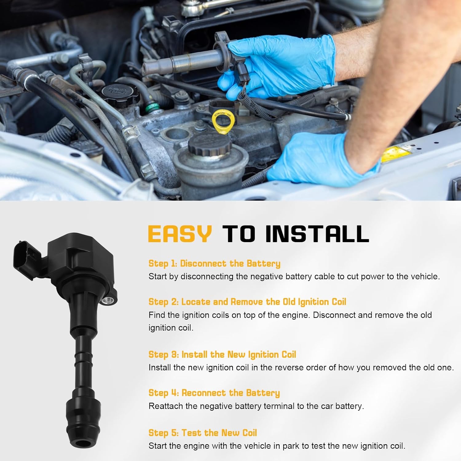 QYL 6Pcs Ignition Coil Replacement for 2002 2003 2004 2005 2006 2007 2008 2009 Nissan Maxima Murano Altima Xterra Quest Frontier Pathfinder Infiniti I35 QX4 Suzuki Equator 3.5L 4.0L V6 UF349 C1406