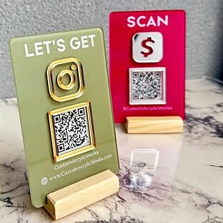 Custom 3D QR Code Sign for Business Personalized Social Media Instagram Venmo Plaque Scan to Pay Signs Payment Sign Beauty Hairdressers Manicure Store Decor