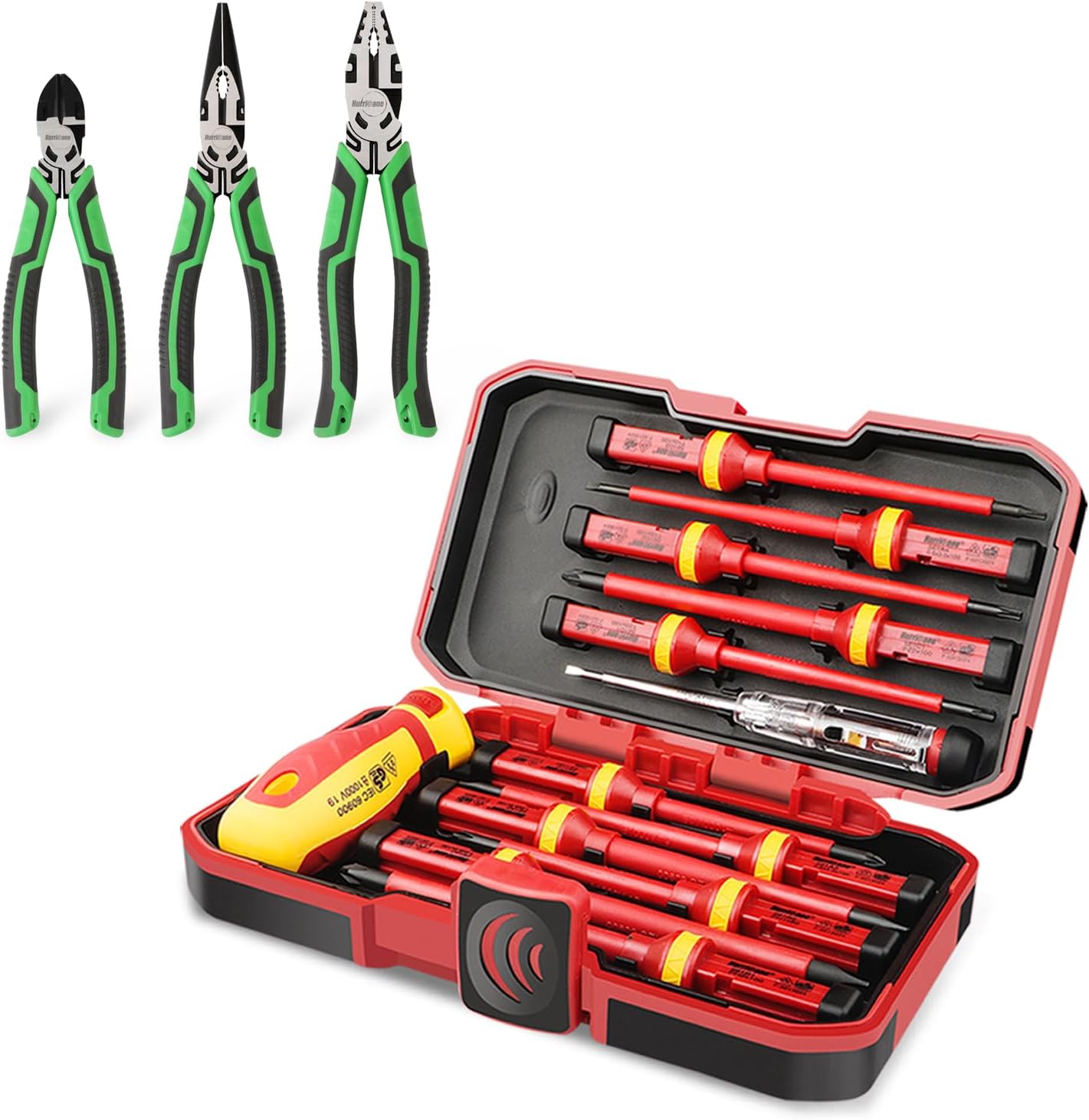 HURRICANE 1000V Insulated Electrician Screwdriver Set with 3 Piece Pliers Set