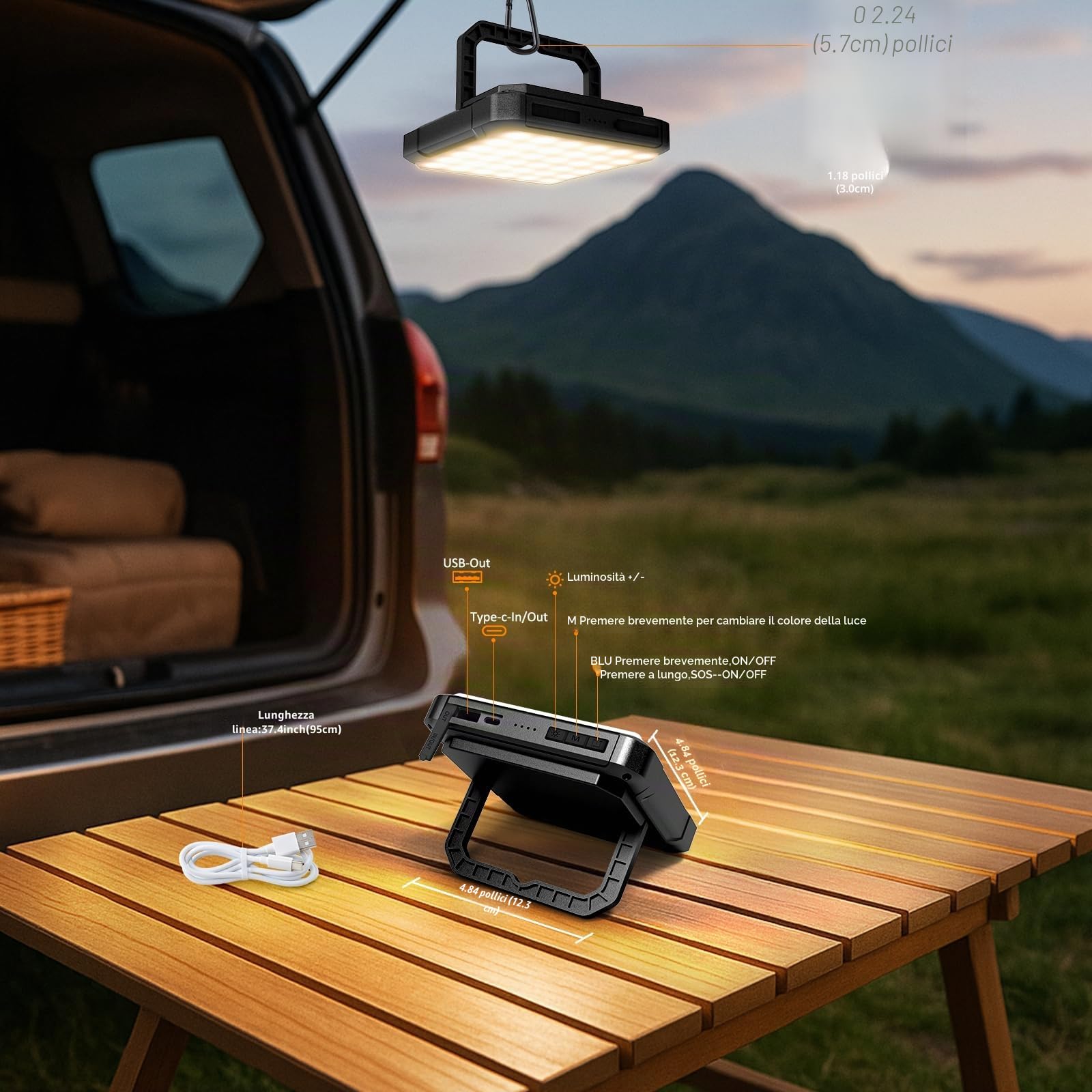 Kangtaixin LED Lampada Campeggio Ricaricabile con 20000mAh Batteria Powerbank Camping Luce Portatile, 4 Modalità di Luce Campeggio, IPX5 Impermeabile Lanterna da Campeggio Lampada Emergenza per Tenda