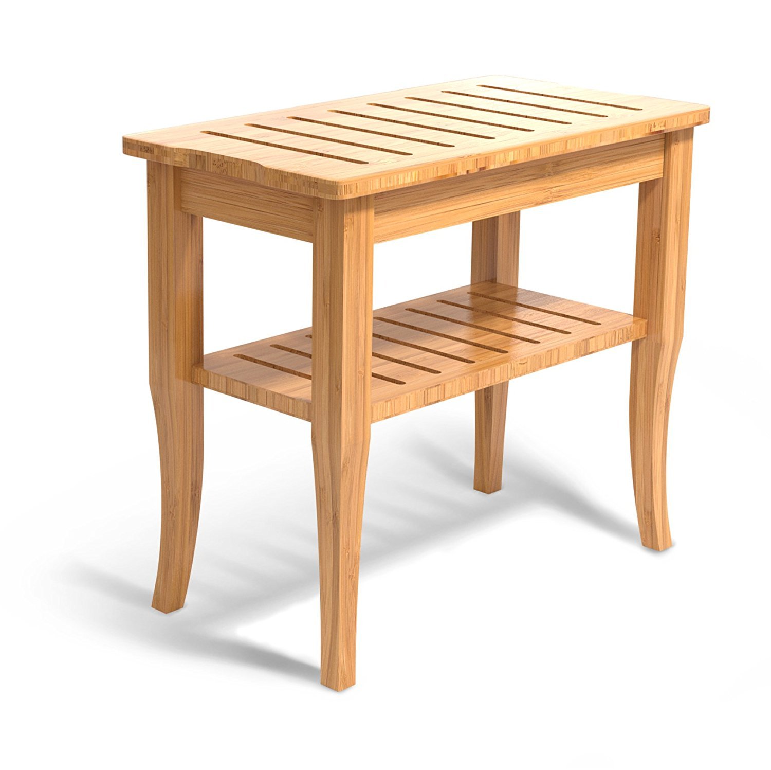 Deluxe Bamboo Shower Seat Bench with Storage Shelf Bathtub Shower