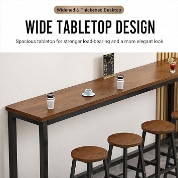 Narrow Bar Table with Solid Wood Top, 41.3 Counter Height Pub Table