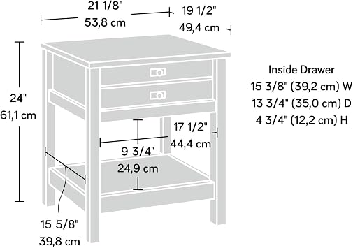Sauder Cottage Road Nightstand, Farmhouse Style, Soft White with Oak Top