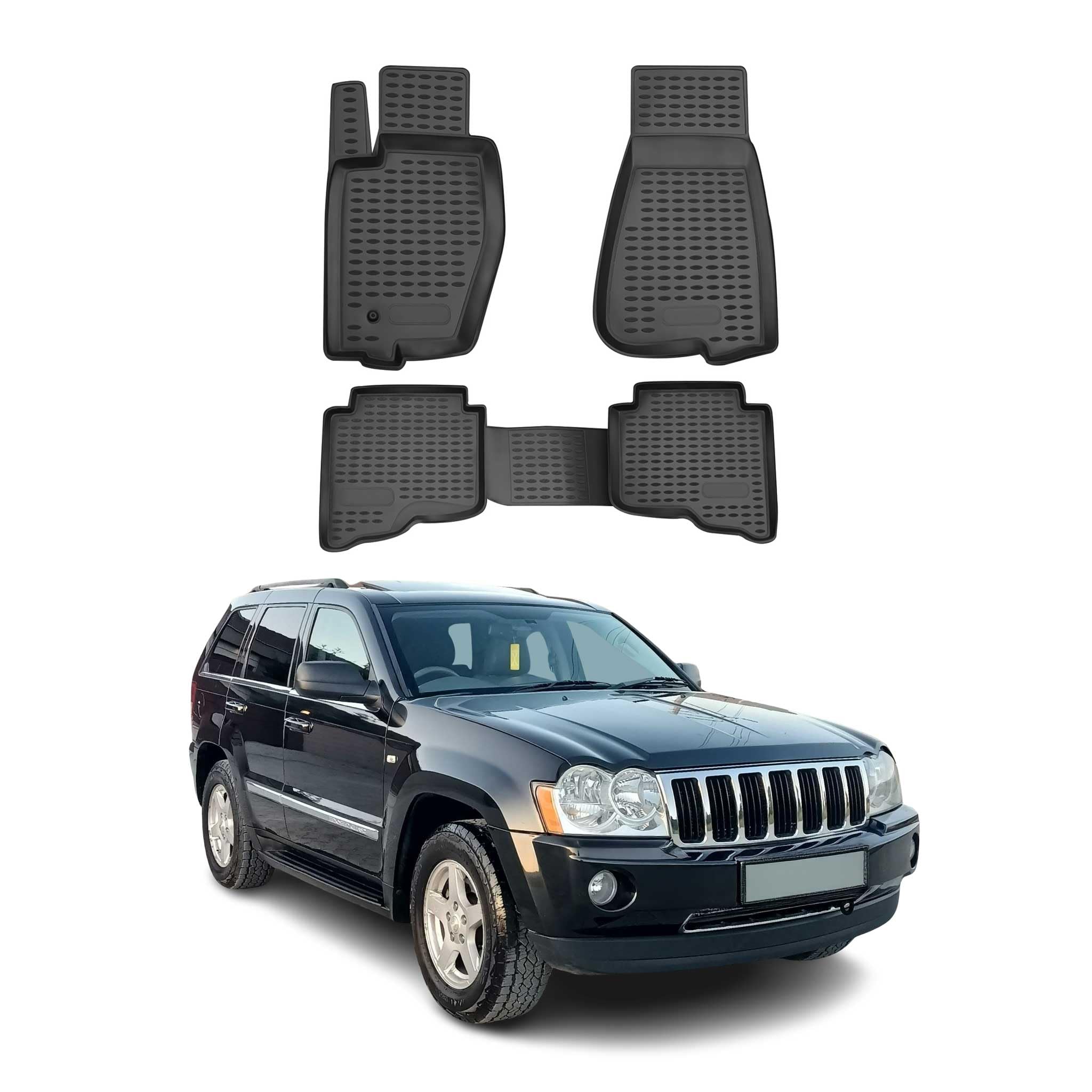 OMAC Floor Mats for Jeep Grand Cherokee 2005-2010 Car Mats All Weather 3D Custom Fit Rubber Mat Waterproof Odorless TPE Floor Liners Laser Measured