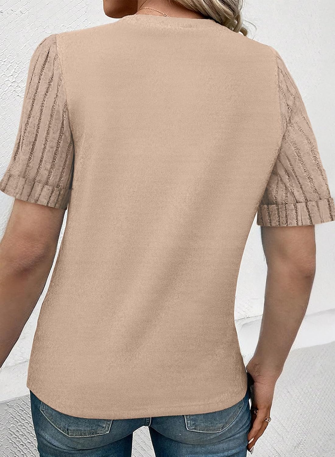 SHEWIN Women's Short Sleeve Summer Tops Crewneck Knit Solid Loose Casual Basic T Shirts Tee Blouses - Image 3