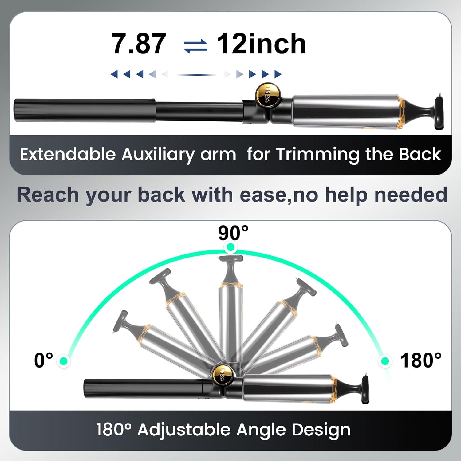 Electric Mens Back Shaver Body Trimmer Hair Groomer 4 in 1 Kit with Extendable Auxiliary Arm Waterproof Facial,Chin,Arm,Back,Pubic Hair Trimmer Grooming Set - Image 2