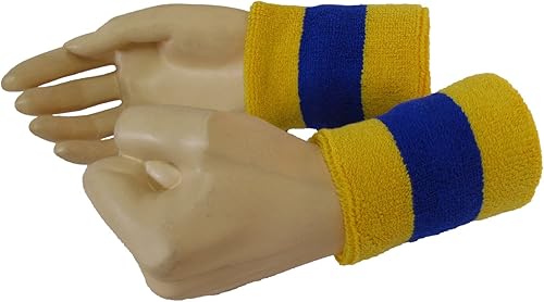 Miniatura 10 de COUVER Terry Cloth - Muñequeras de 2 colores a rayas para cualquier deporte, 1 par