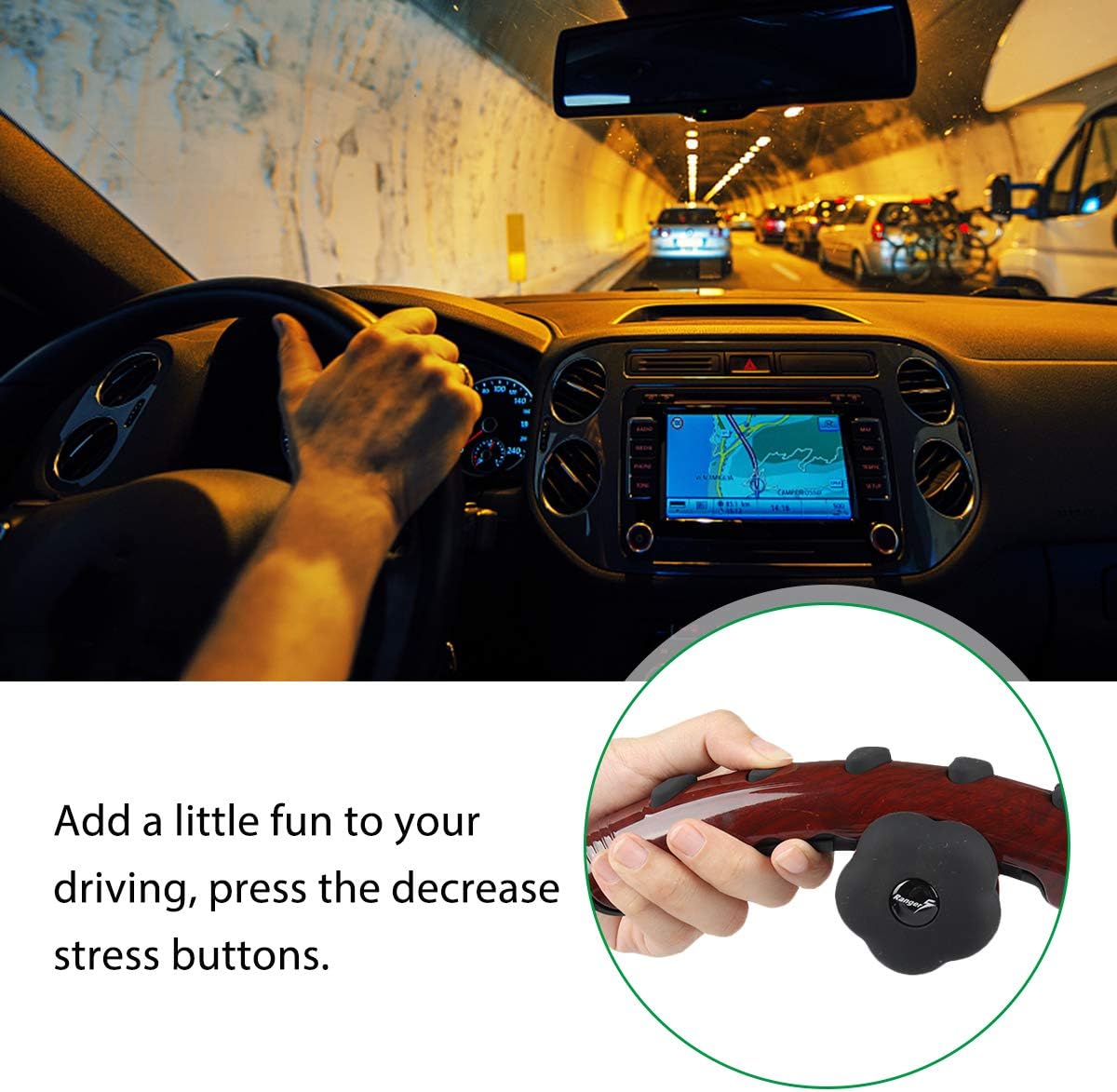 TecTri Steering Wheel Cover with Spinner, Universal Car Steering Wheel Suicide Spinner Handle Knob, Anti-Slip, Waterproof, Odorless Cover with Decrease Stress Buttons for Vehicle Car Truck SUV