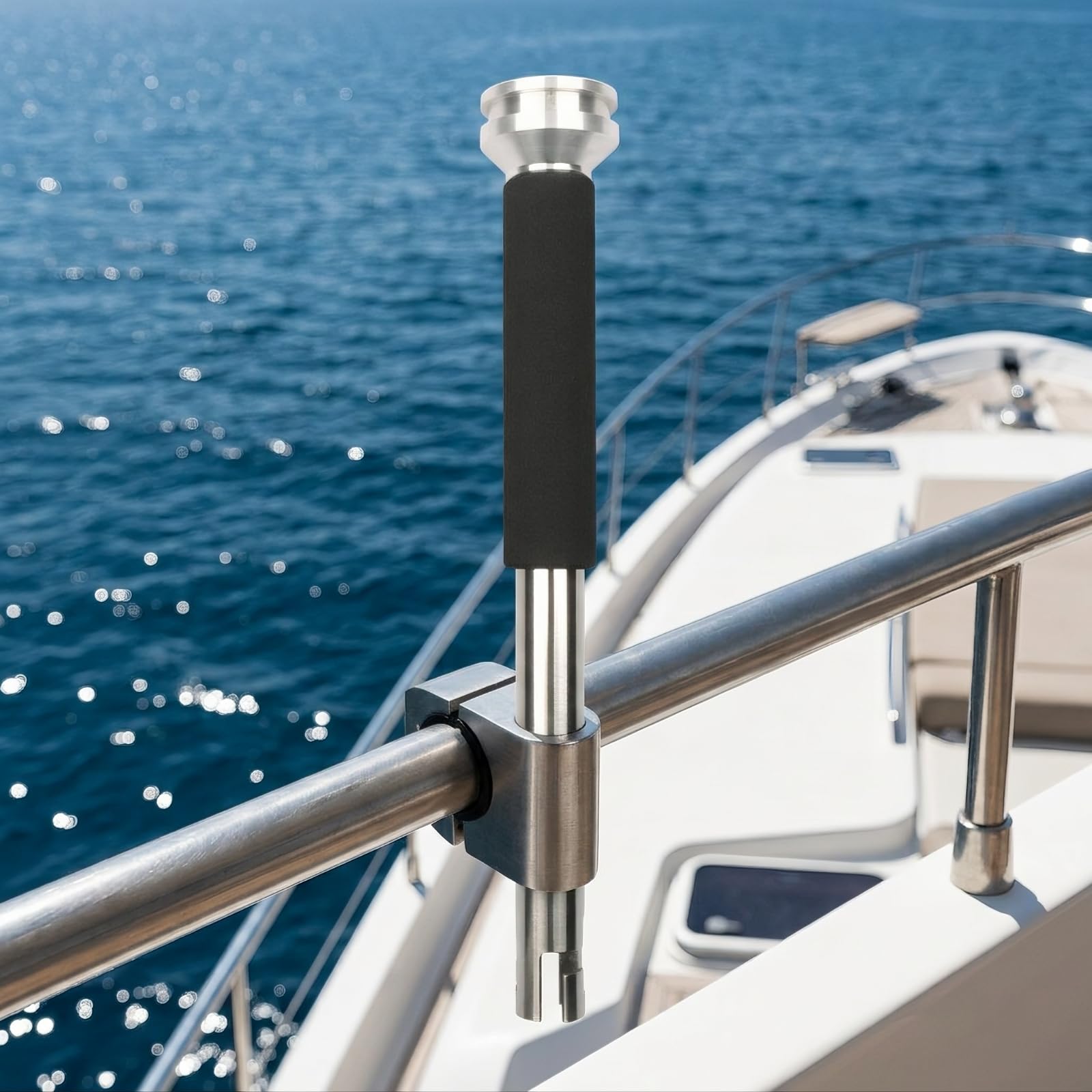 Antennenhalter mit Schaumstoffgriff | Sichere Klemmverbindung, Satellitenantennenhalterung mit Kreuzschlitz-Basis, Rostfrei, für Yacht, Hochsee-Angeln