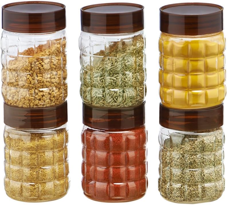 SCL Steelo Solitaire Plastic Storage Container Set, 200 ml, Set of 6, Airtight Kitchen Containers, BPA Free Food Grade PET, Multipurpose Pantry Organizer, Fridge & Freezer Safe