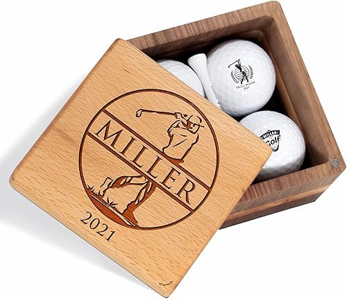 Regalo de golf personalizado para hombres y mujeres, juego de golf personalizado con bonitas bolas y caja de madera de lujo, ideas de regalo únicas