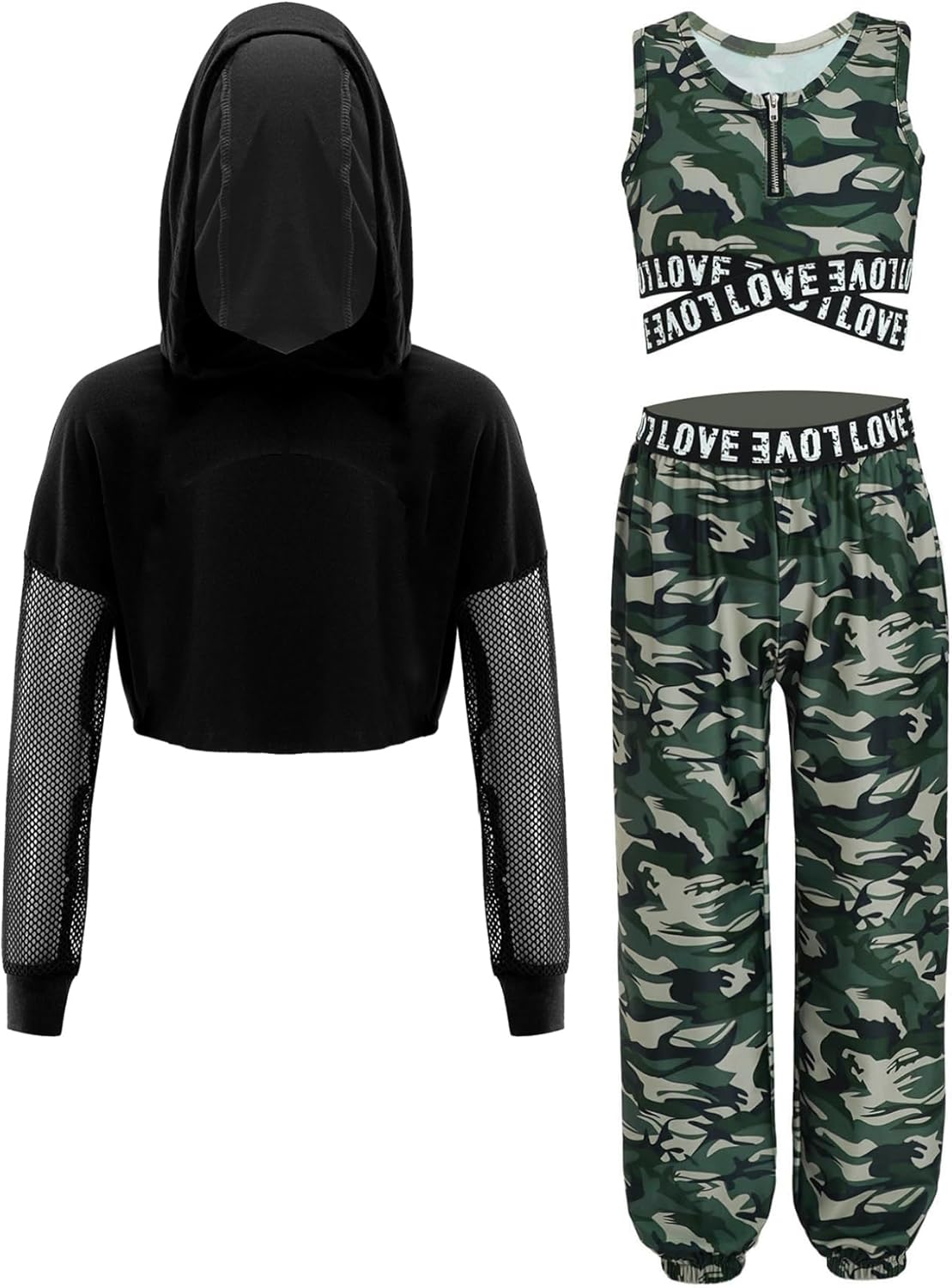 Mufeng Enfant Fille Vêtements De Sport Imprimé Haut Brassière Fitness