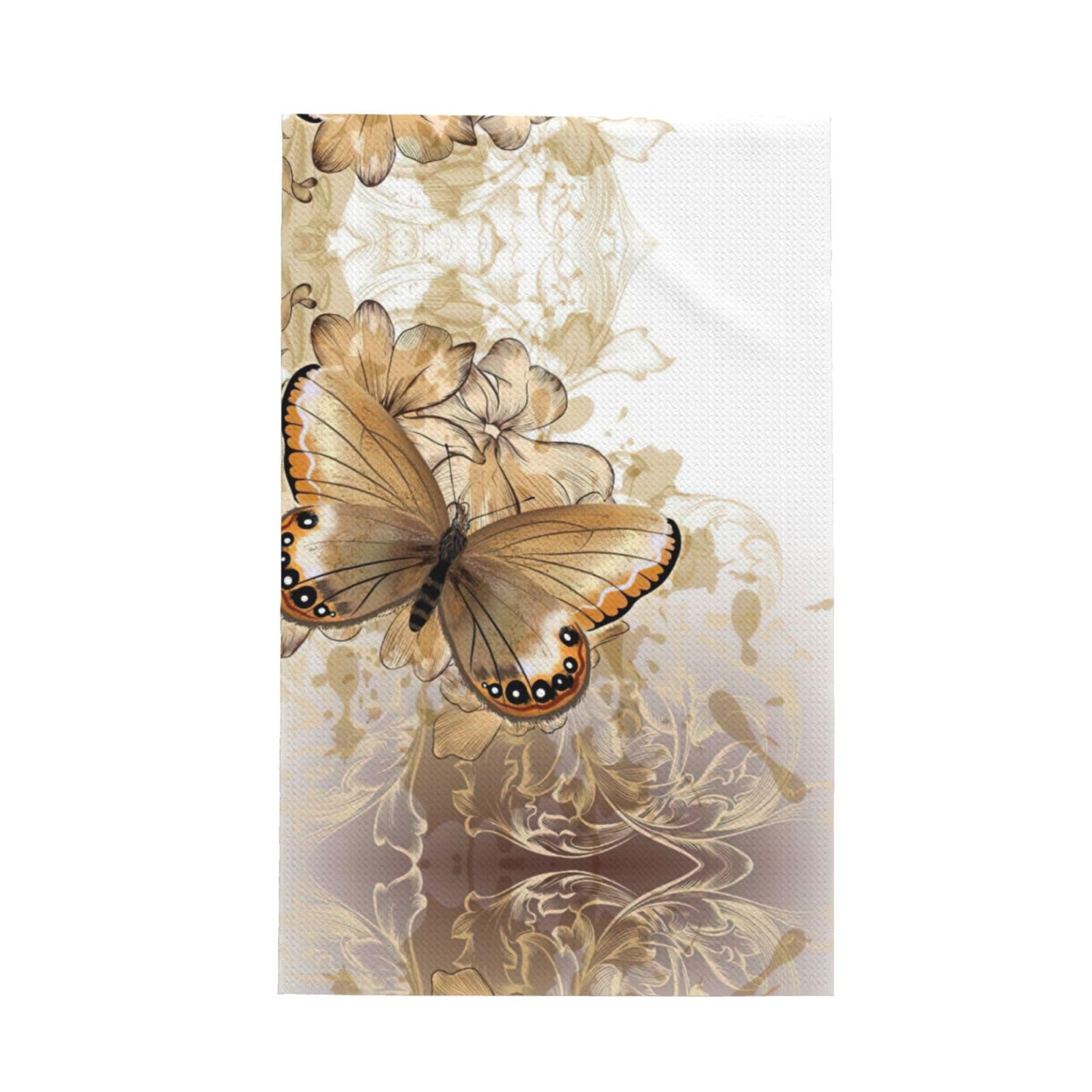 XXahnbm Floral With Butterfly Print Waffle Kitchen Towel,Absorbent Hand Towel