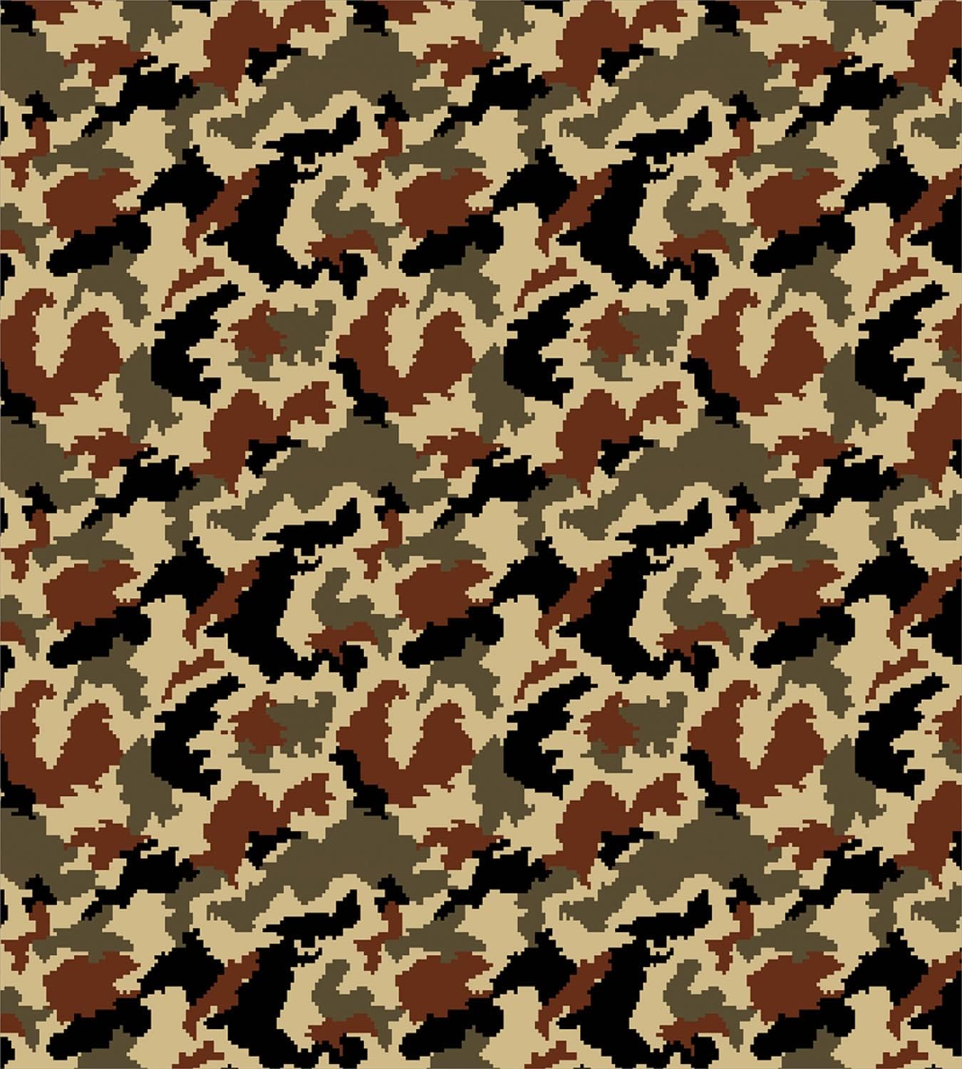Ambesonne Camouflage Duvet Cover Sets, Pixel Art Style Blending in Environment Pattern Abstract Fashion Design, Bedding Set with 2 Duvet Covers & 4 Pillowcases, 2 Pack Queen Size, Brown Black Sepia