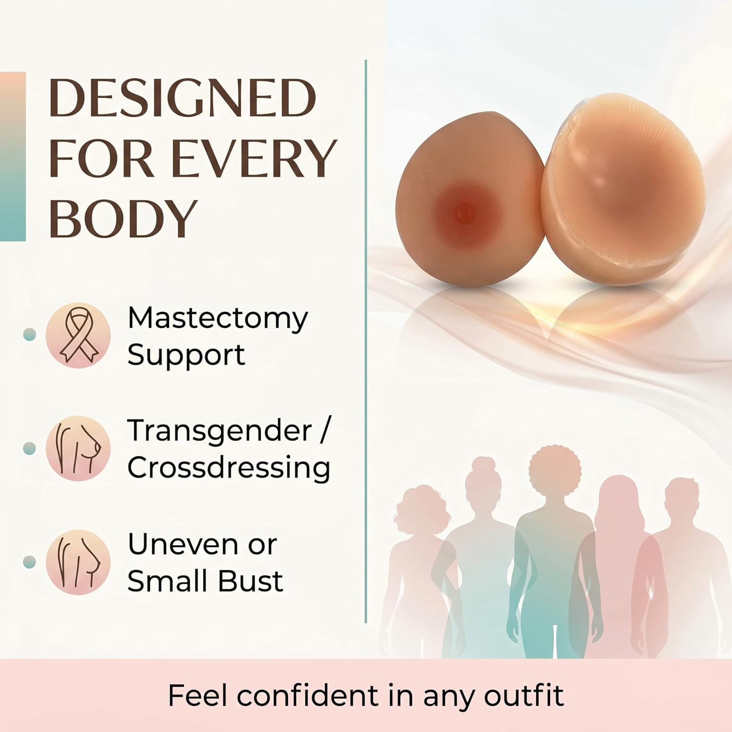 ENVY BODY SHOP Rounder Fuller Concave Back Tear Drop Silicone Breast Forms