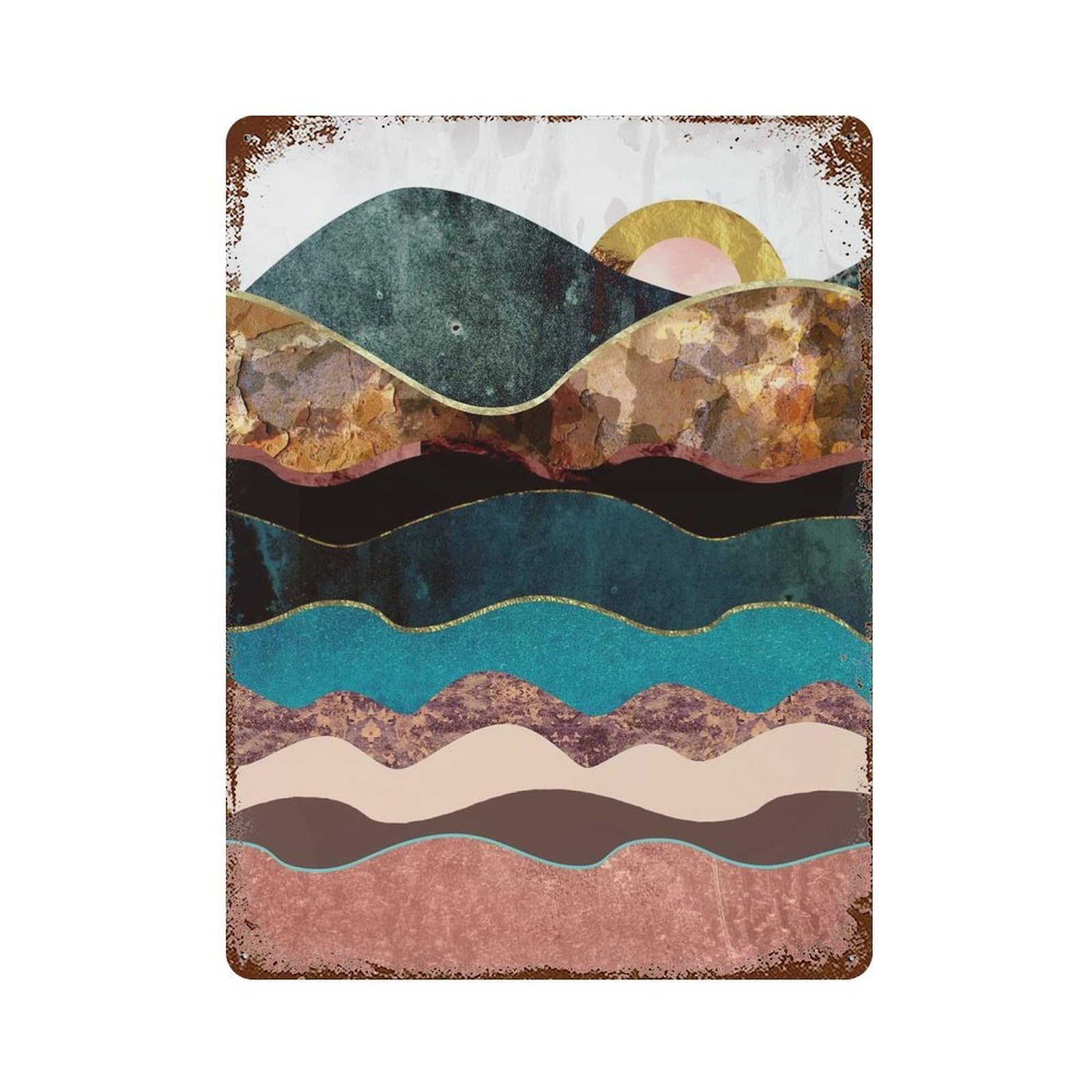 Garage Style Blush Moon Distressed Metal Wall Sign 15.7"x11.8", Rustic Home Decor for Bar And Workshop