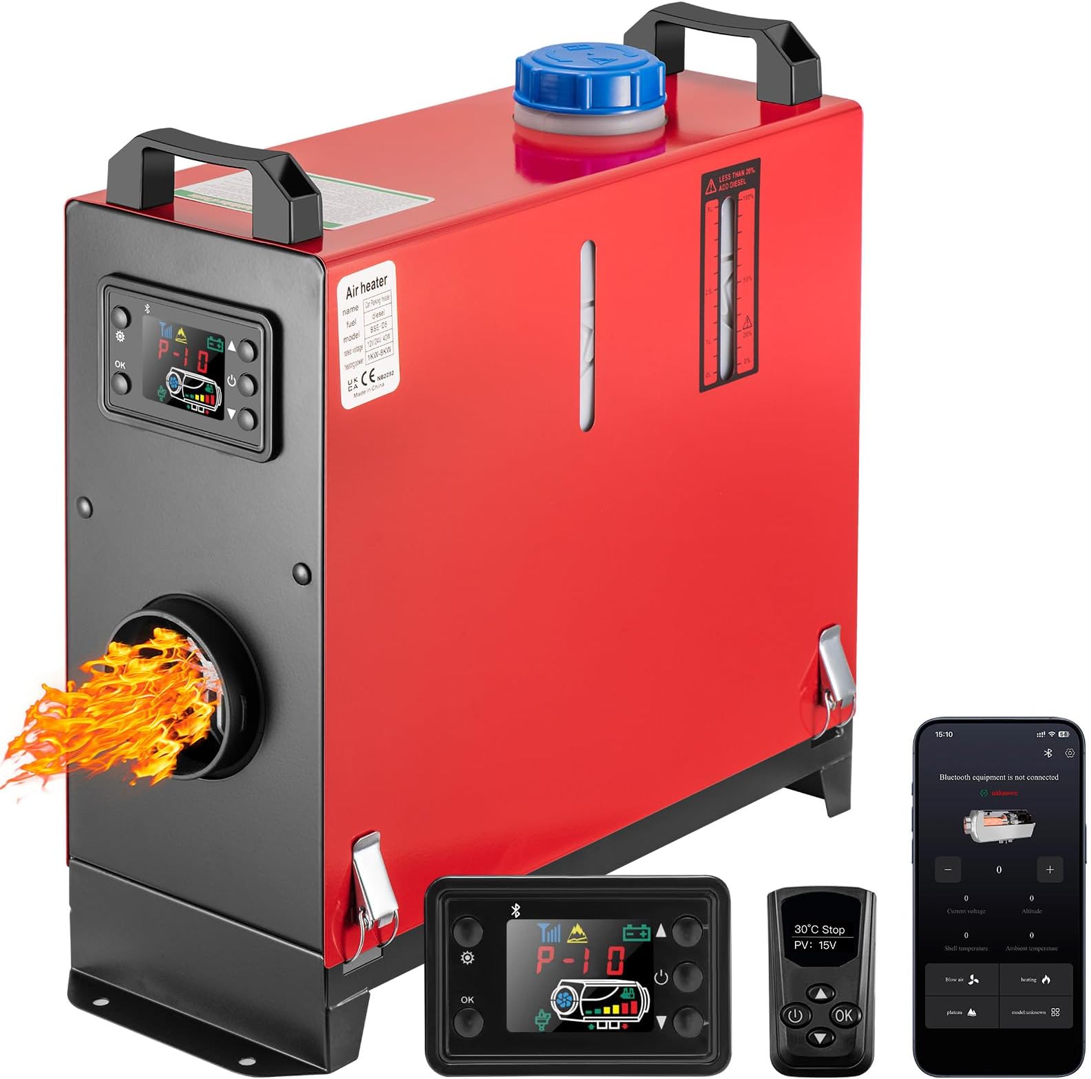 ChuBu 8KW Diesel Heater All in One Bluetooth APP Control 12V-24V Portable Diesel Air Heater Low Noise, Remote Control, LCD Monitor, Fast Heating Defrost Defog for Campers, Truck, RV, Boat, Garage